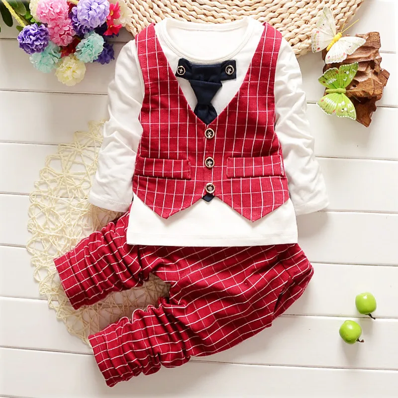 Baby Boy Clothes Gentleman Plaid T Shirt Tops Pants 2pcs 3195953985 123563804 2391774511 1405619416 3780420231 3588536865