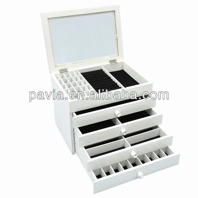 Big White Wooden Jewelry Box With High Gloss Finish Buy Big Wooden