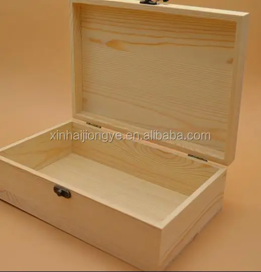 wooden crate with hinged lid