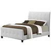 Modern cheap double size white two lines dots shape headboard leather bed
