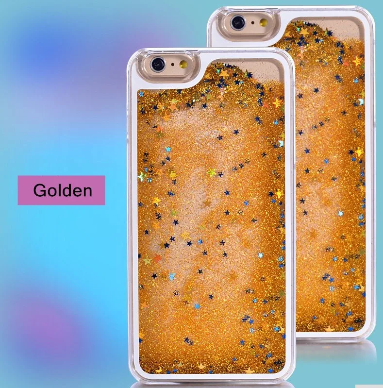 Hot Transparent Phone Case Glitter Stars Dynamic Liquid Quicksand Hard Case Back Cover Forfor iphone 6 plus 6s plus