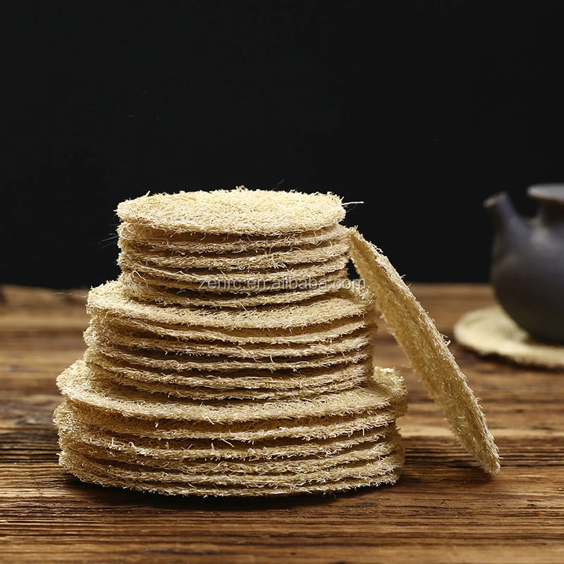 Ecology Culture Raw Aged Loofah Sponge Kitchen Mat for Tea Cup Kettle Roaster