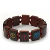 Brown square wood bracelet wholesale "peace" Flex icon fundraising bangle personalized tile wooden Bracelet for men's gift