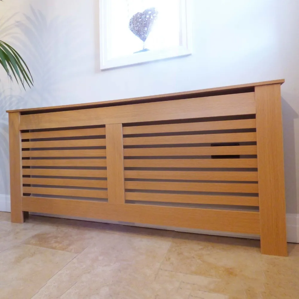 Oak Modern Mdf Radiator Cover Cabinet With Vertical Slat Grill Sizes ...