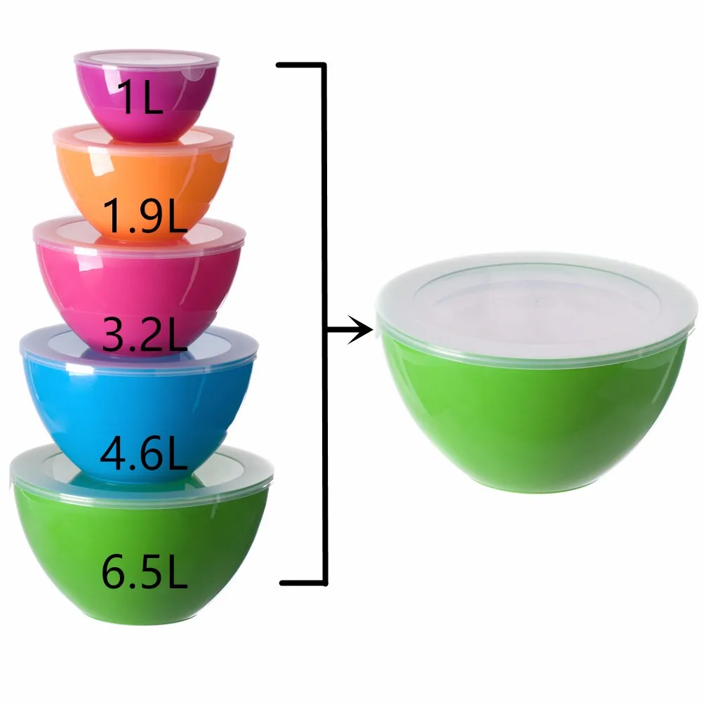 Different Size Bpa Free Plastic Colorful Bowl Set Made In Guangdong