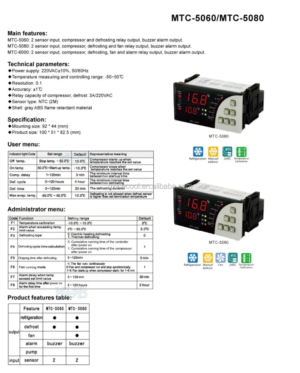 Elitech MTC-5080 Temperature Controller Universal Thermostat Cold room –  Elitech Technology, Inc.