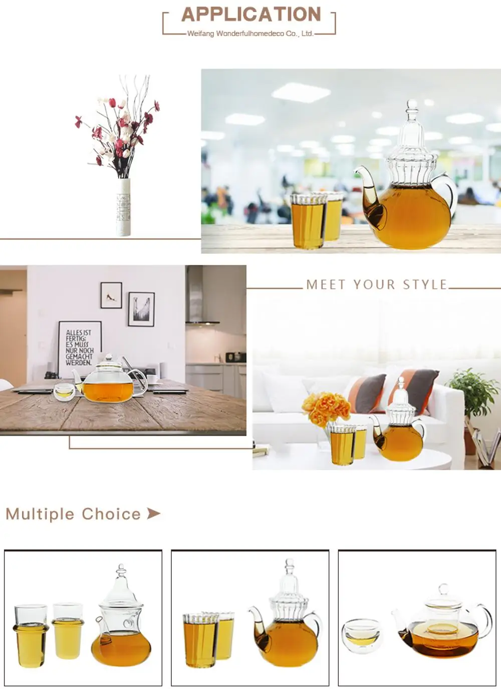 Handmade High Borosilicate 800ml Clear Glass Teapot Set Tea Set