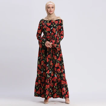 Good Quality Islamic Clothing Fancy Floral Printed Red Wedding