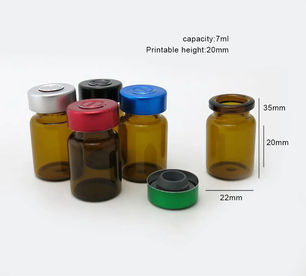 Mini 6ml Medicine Glass Bottle With Rubber Stopper&aluminum Flip Off
