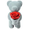 Artificial Flower Rose Lasting Preserved Rose Flower Stand Bear For Decorative Gift