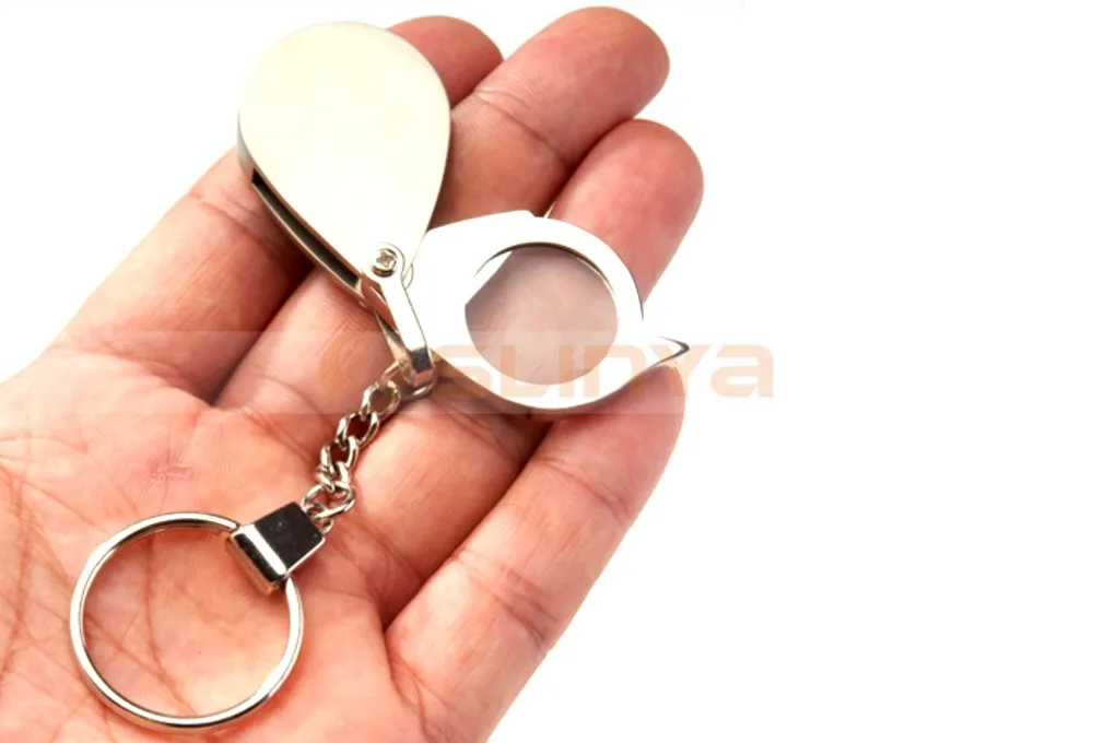 Portable 10x Folding Key Ring Magnifier With Keychain Daily Magnifying