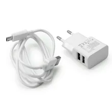 2pcs = 1pc 2A white Dual 5V USB EU Plug Wall Charger +1pc micro USB cable for Samsung galaxy S3 I9300 note 3 note4 mobile phone