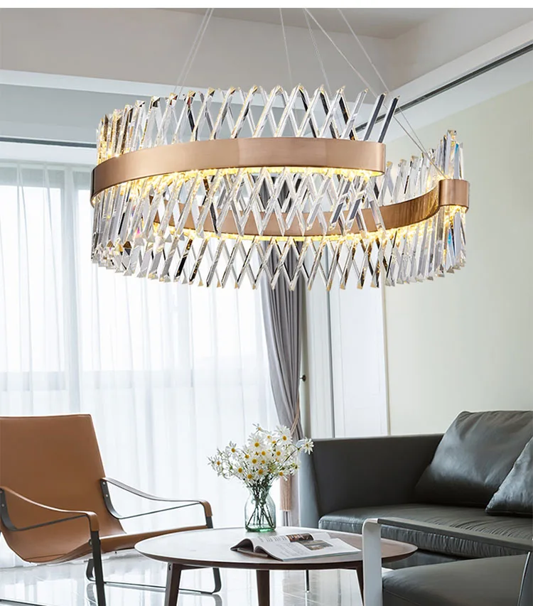 Modern LED crystal chandelier stainless steel chandelier can be customized living room bedroom hotel lighting