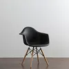 White Armchair Mid Century Modern Chair with Wood Legs