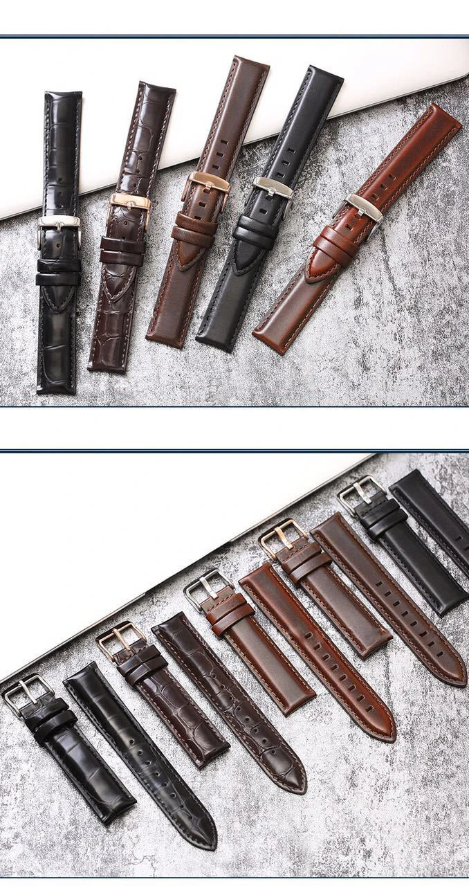 Black Color Quality Leather Watch Strap Genuine Leather Strap For