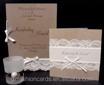 Rustic Kraft Lace Wedding Invitation Buy Lace Pocketfold Wedding