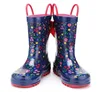 Hot selling half boot height flower print bow girls western rubber rain boots wholesale