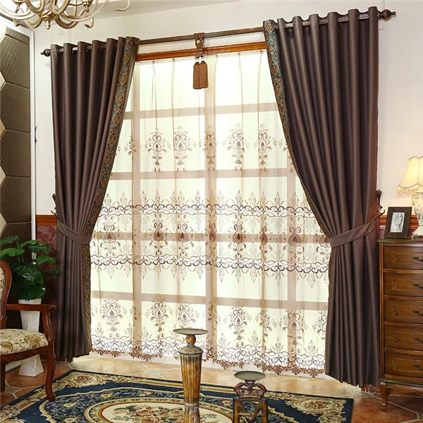 Brown Color Curtains Plain Fabric Italian Style Curtains - Buy Simple ...