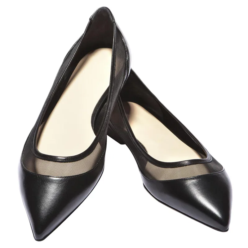 womens black flat pointed shoes