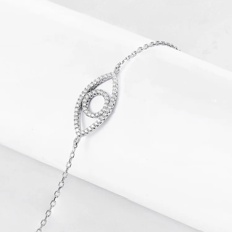 Latest Eye Design 925 Sterling Silver Hand Chain Bracelet For Girls