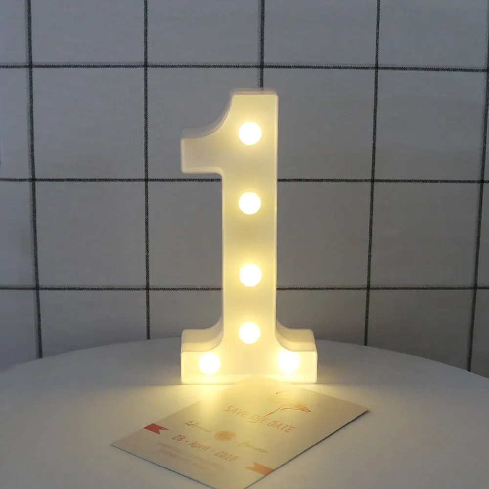 White Wood Marquee LED Number Lights Sign Party Wedding Decor Battery Operated Number WONFAST Decorative Light up Wooden Number Letters 