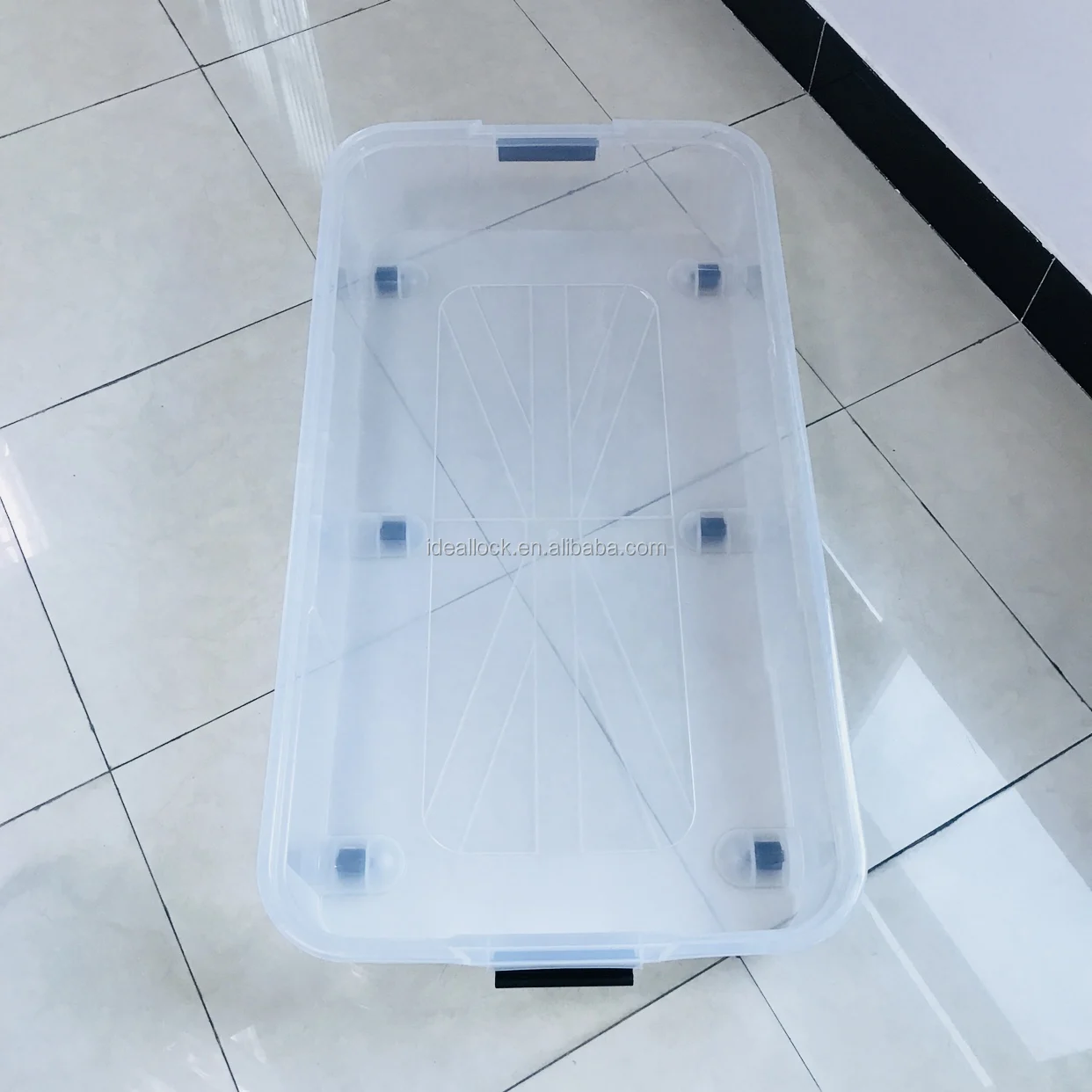 38l/80l Transparent Plastic Underbed Storage Box / With Clips And