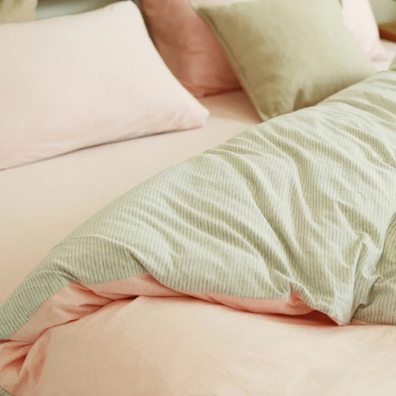 Colorful Bros Melange Yarn Fabric 100cotton Jersey Bed Sheet Set Duvet