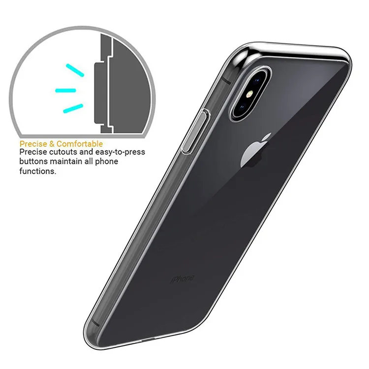 2019 Flexible Slim Crystal Clear Soft TPU Phone Case for iPhone Xs