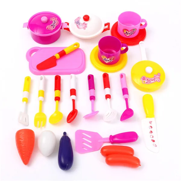 Mini Kitchen Set Children Pretend Play Cooking Tools Set Plastic Cookware Toys 