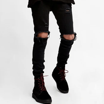 New Model Super Skinny Fit Black Distressed Denim Man Jeans Pant With ...