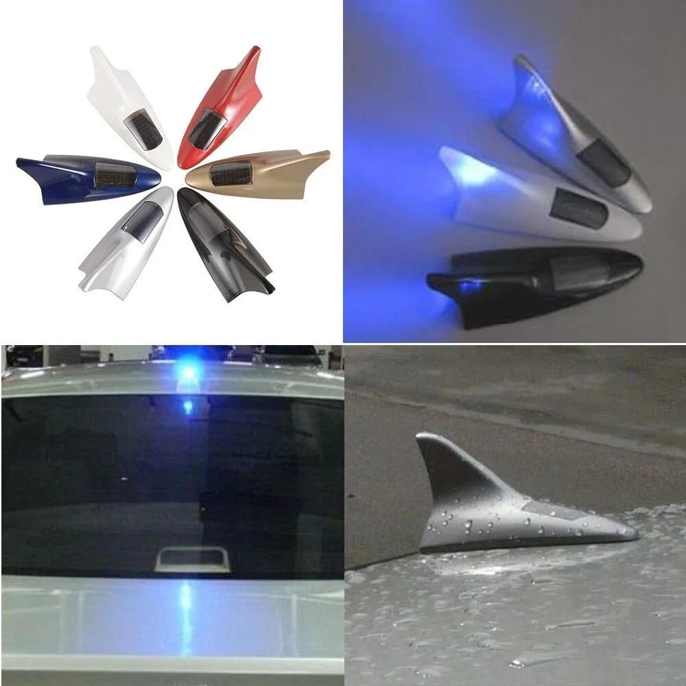 Solar Shark Fin Car Antenna Roof Tail Lights Retrofit Illuminated Rear