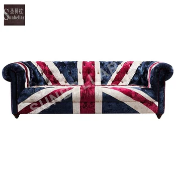 England Flag Sofa Union Jack Chesterfield Sofa 3seater Velvet Patck