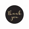 Custom Black Printing Thank You Stickers Round Gold Metallic Stickers Labels Roll