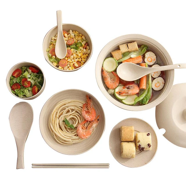 wishome wholesaler eco-friendly wheat straw plastic food plate