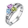 JewelryPalace Life Love Laugh 3 Stone Heart Cut Genuine Peridot Amethyst Sky Blue Topaz Personalized Birthstone Promise Ring