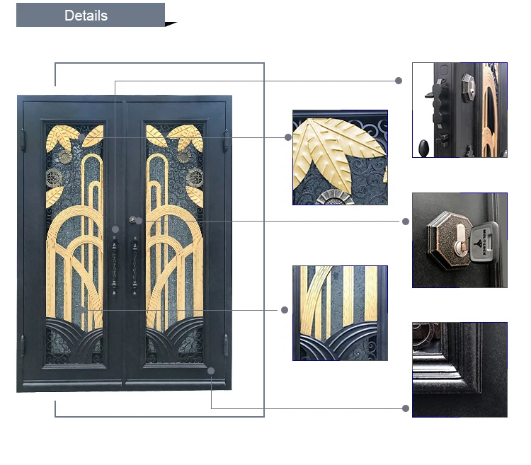 Oem Casa Moderna Entrada Exterior Puerta De Vidrio Y Reja De Hierro