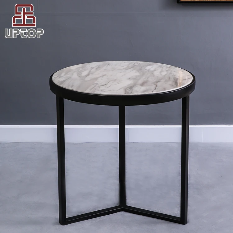 Round marble top metal frame office reception table (SP-GT316)