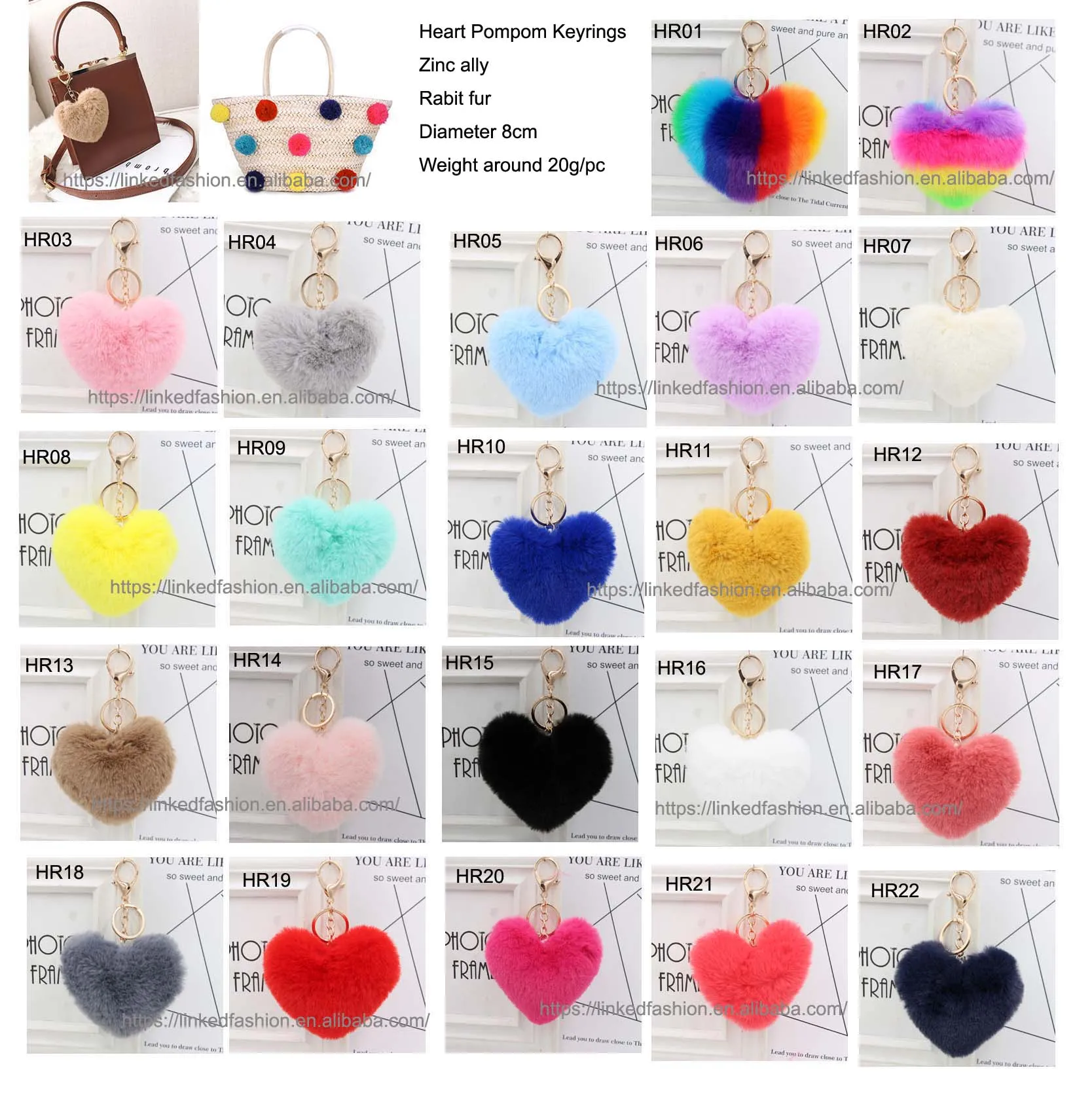 8cm Heart Pompom Key Rings.jpg