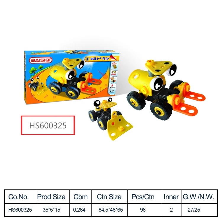 HS600325, HUWSIN toy, Factory Price ABS base Fun Building Block DIY For Children