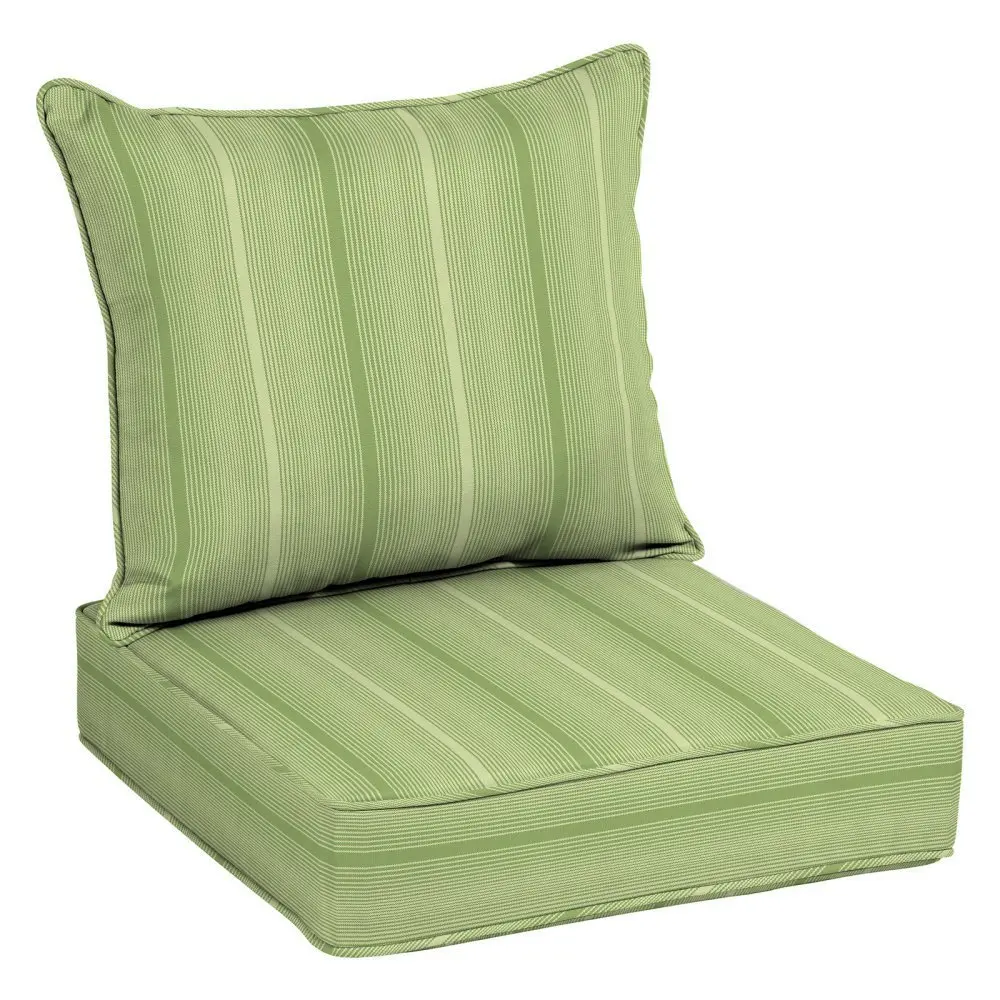 Home Improvements Green Stripe Outdoor Deep Seat Cushion Set Patio Chair Seat Back Back: 21" L x 25" W x 7.5" H Seat: 25" L x 25" W x 6" H in.