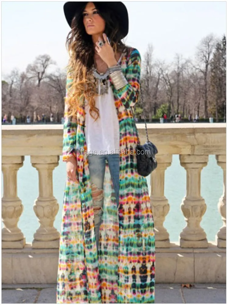 Bohemian Ethnic Long Coat Women Maxi Dress 2016 Summer Casual Ethnic Long Coat Women Maxi Dress