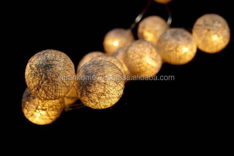 silver cottonball string lights/cottonball fairy lights made