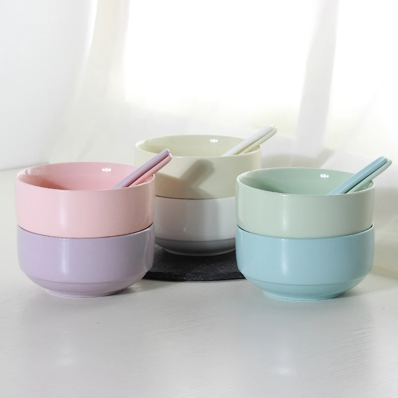 Korean Japanese Style High Quality Ceramic Stackable Rice Soup Bowl And