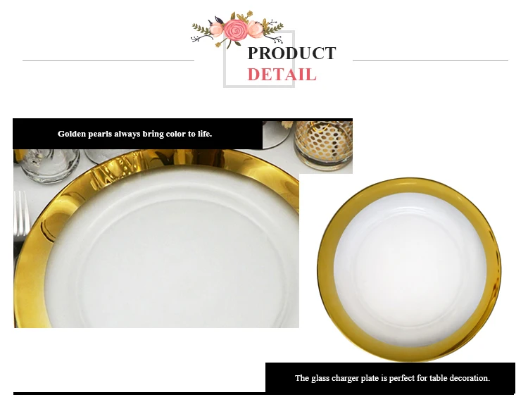 Elegant Rimmed Gold Glass Charger Plate Wholesale Dinner Plate Buy