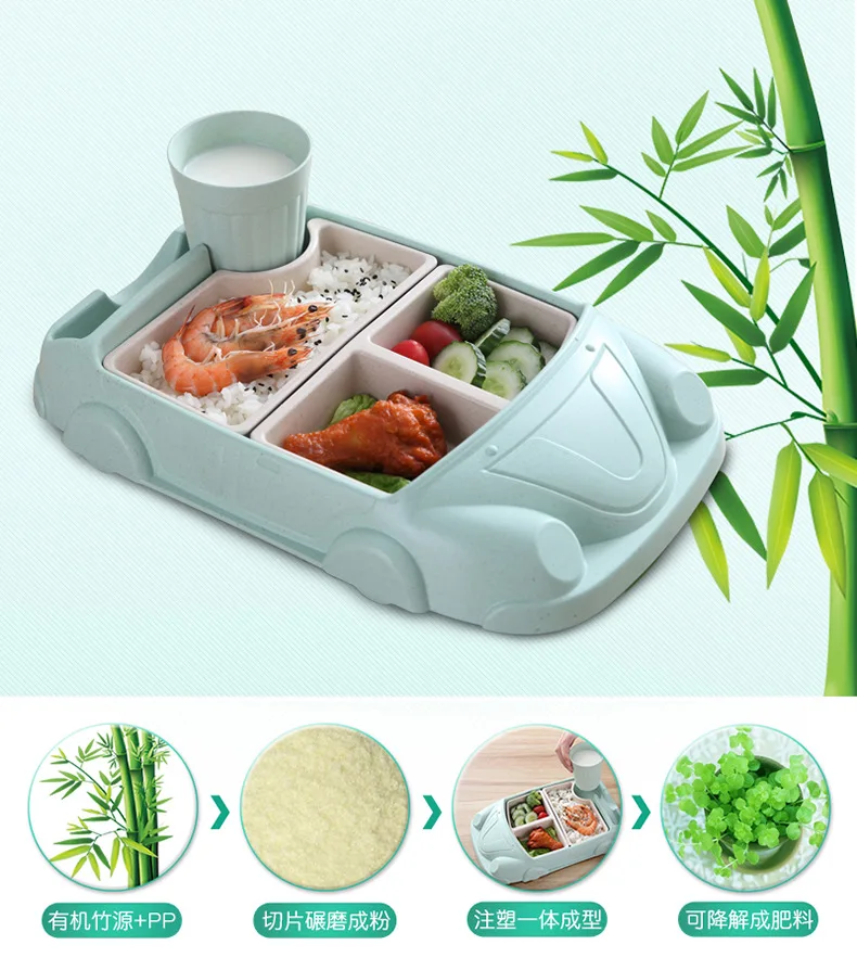 BPA Free Car Shape Bamboo Lunch Box, Degradable Food Container