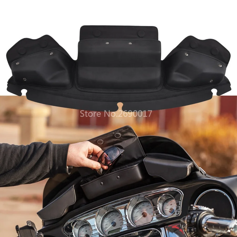 XFMT Windshield Bag Tri Pouch 3 Pocket For Harley Touring Electra Street Glide 96-13