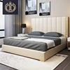 King size bed with PU leather modern style double soft leather storage bed