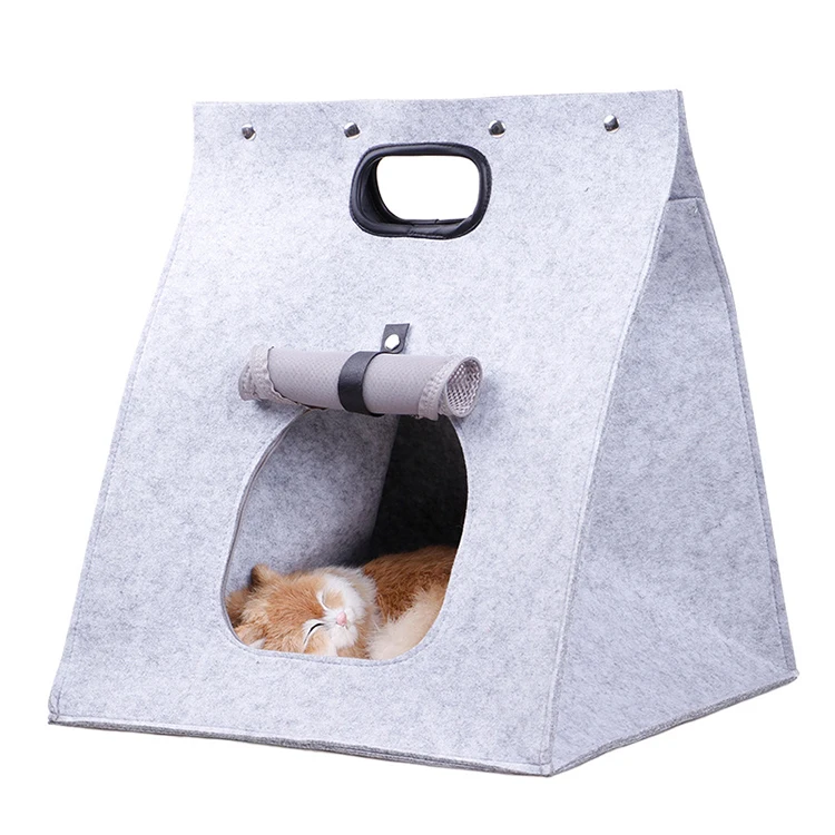 Ecofriendly Pet House Handmade Felt Cat Cave Bed (large) Pod For Cats
