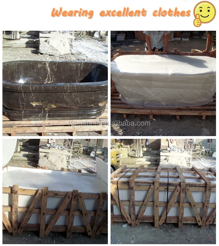 Guangxi White Marble Bathtub with Grey Veins Free Standing Bathtub