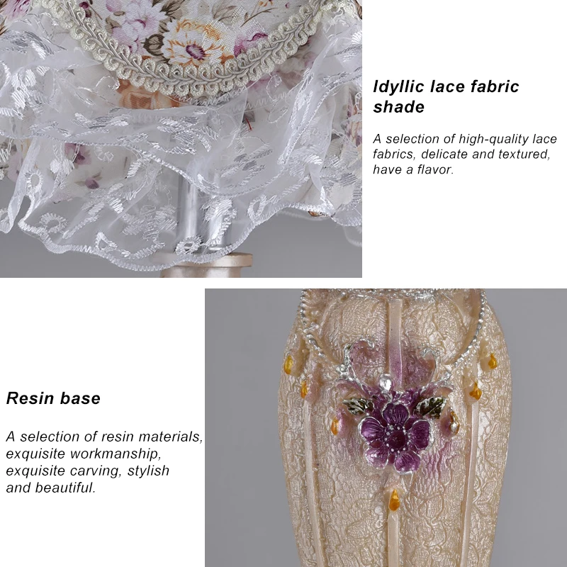 Hot Hotel Engineering Light Fixture Lamphouse Antique Table Lamp Exported Fabric Lampshade Resin Energy Saving Electric